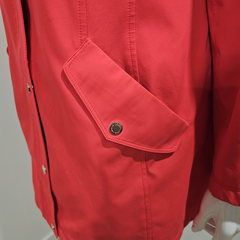 Dennis by Dennis Basso Red Hooded Rain Jacket Women's Size S Snap Zip Lightweigh - Picture 4 of 16